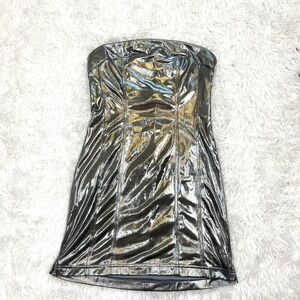 Urban Outfitters Silver Metallic Strapless Mini‎ Dress Party